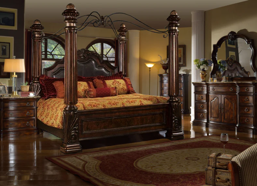 Including : King Bed, Dresser Mirror, Chest, and 2 Nightstands.