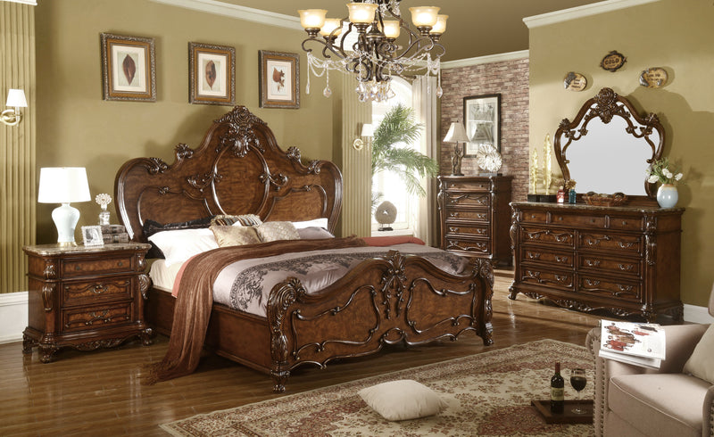 Including: King Bed, Dresser, Mirror, Chest, and 1 night stand