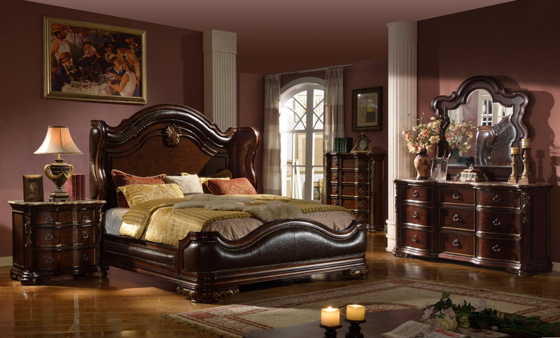 Including : King Bed, Dresser, Mirror, Chest, and 1 nightstand