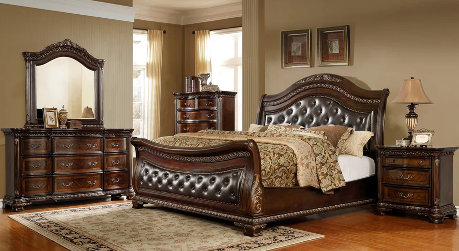 Including: King Bed, Dresser, Mirror, Chest, and 1 night stand